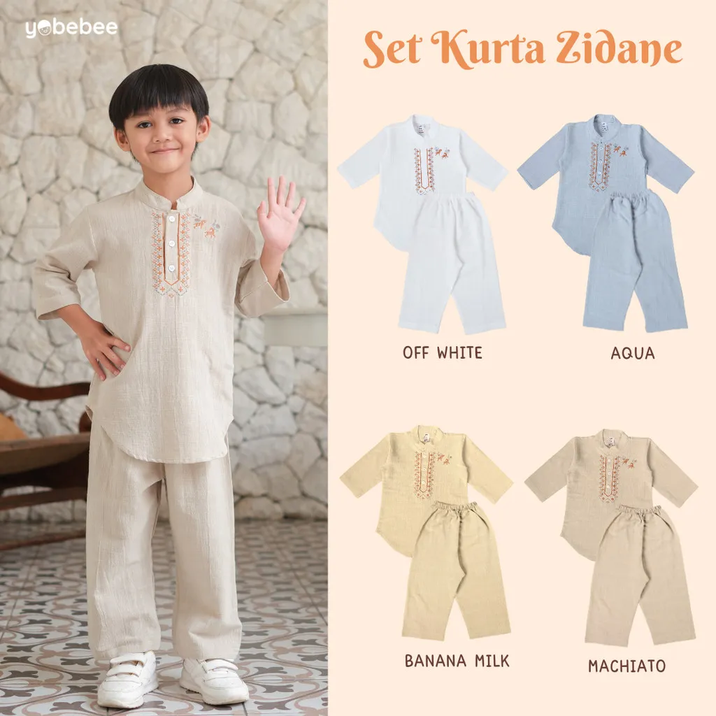 Yobebee Setelan Kurta Zidane Bordir Anak Laki Laki Usia 2 - 12 Tahun Baju Koko One set Anak Cowok