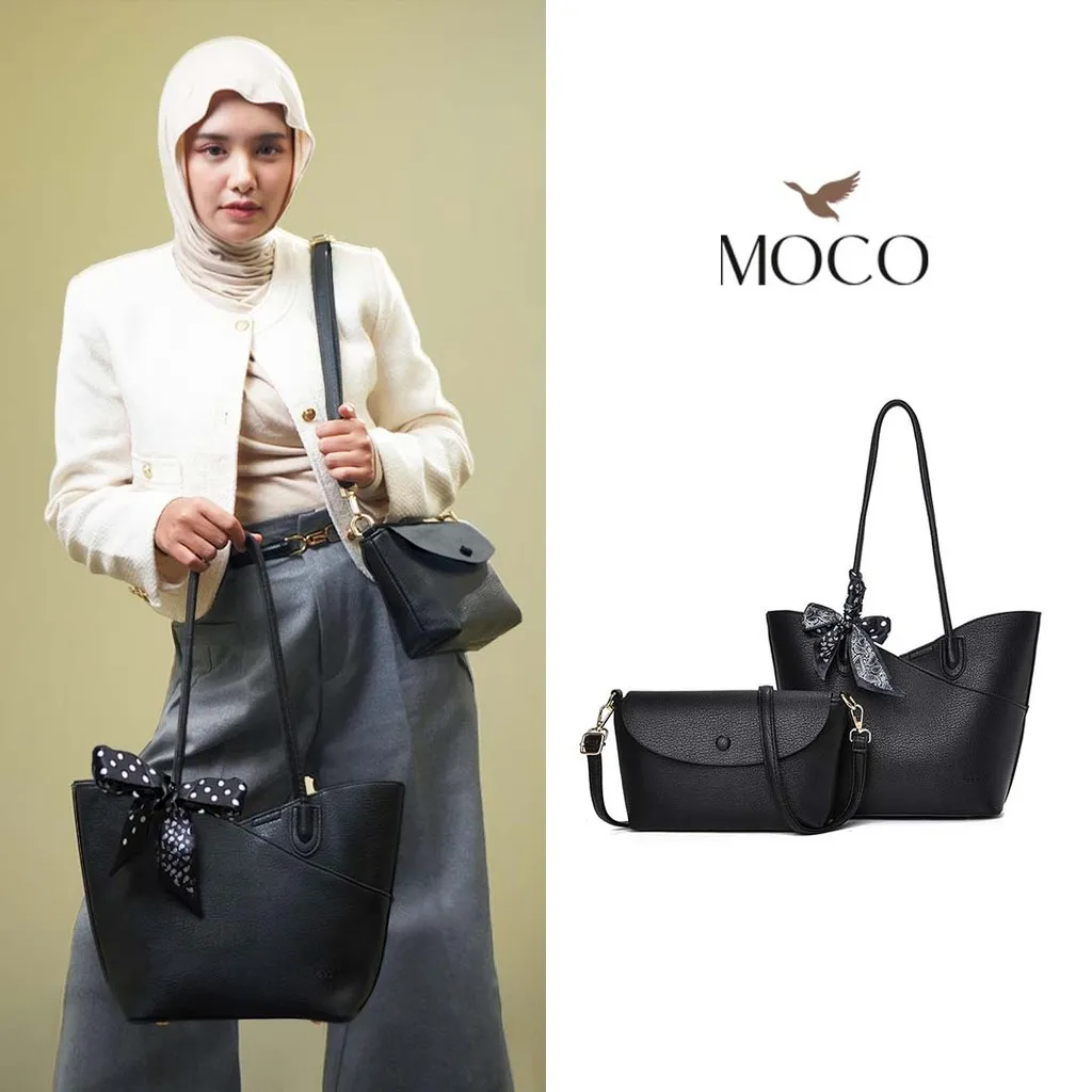 MOCO OFFICIAL - MOCO Fashion Tas Bahu Wanita Kulit Lembut Elegan Kuliah Kerja Free Tas Tangan / Sling dan Syal 106