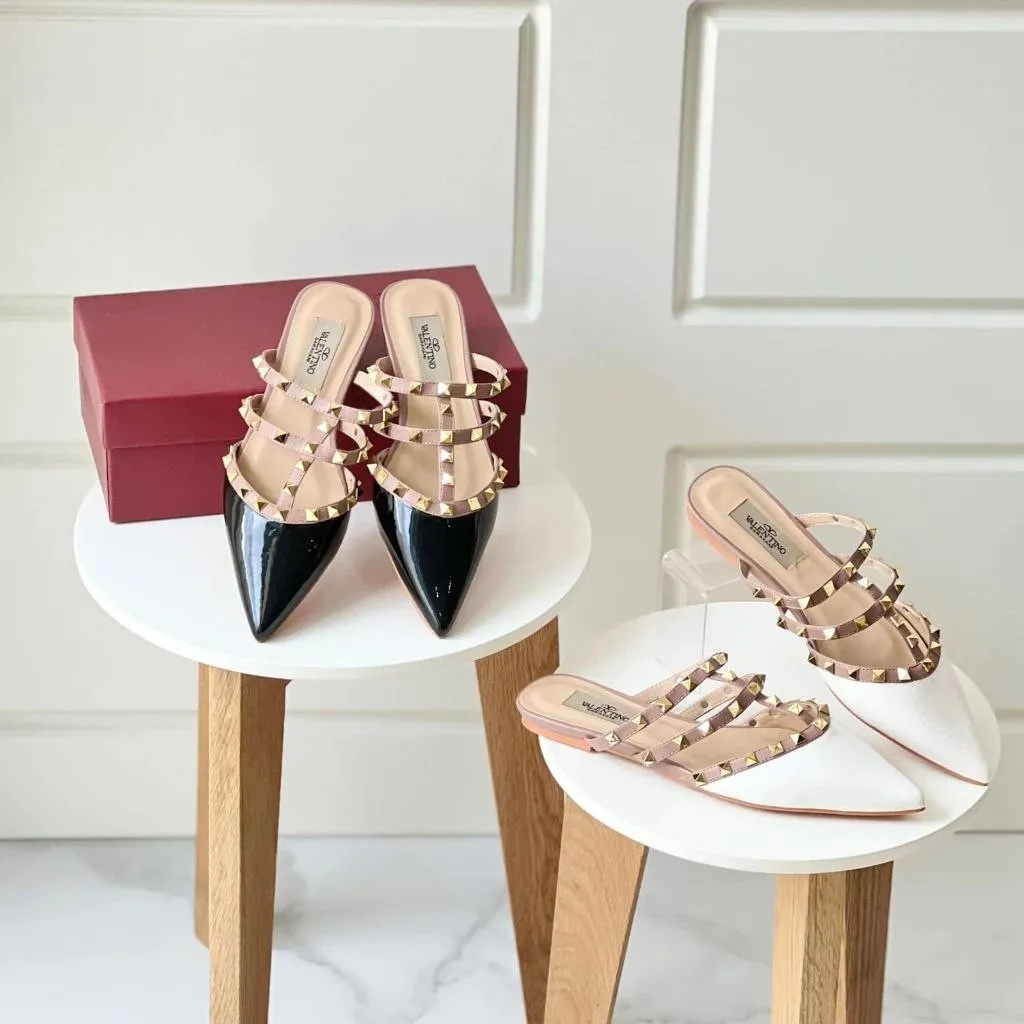 [2.2 Ramadan Fashion Sale] - Flat Shoes Vltn Garavani Slippers 6840