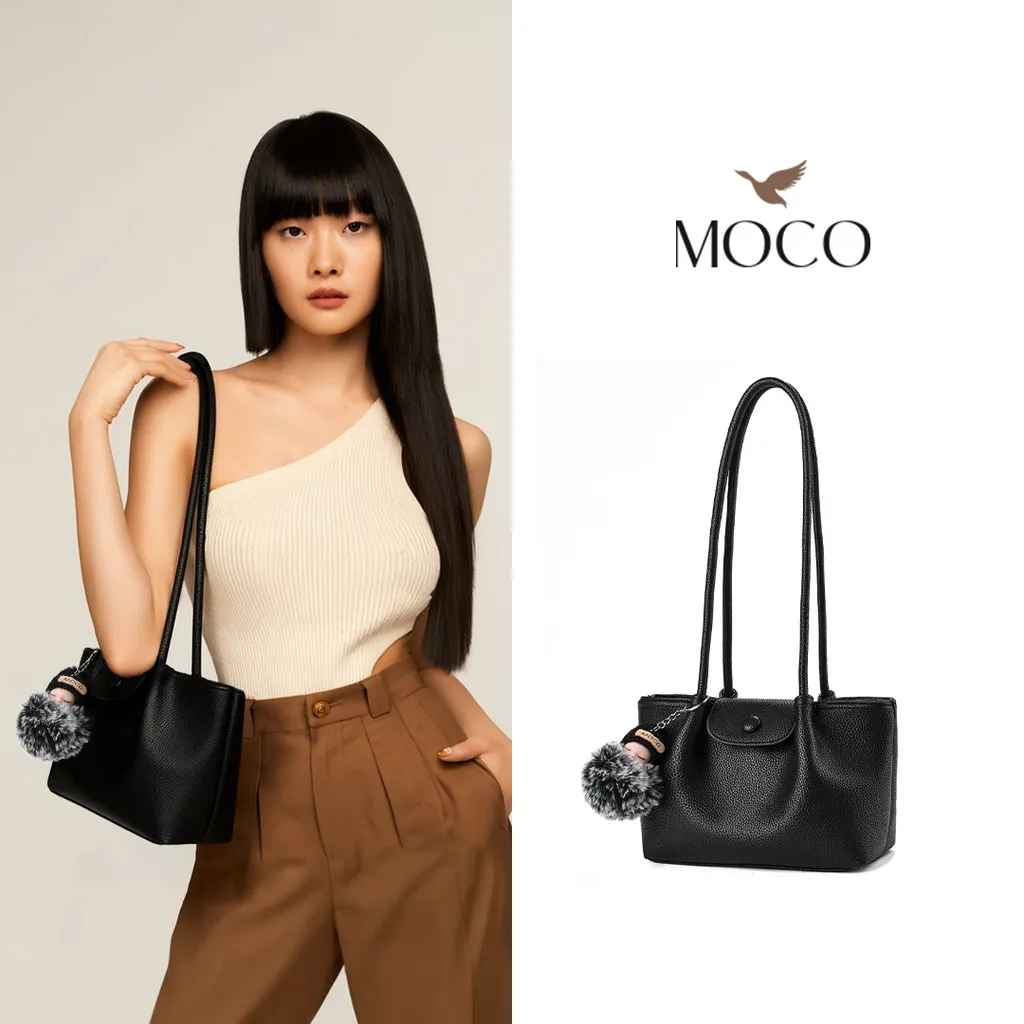 MOCO OFFICIAL - Aria Bag Fashion Tas Shoulder Bag Wanita Korean Style Tote Simple Elegant dengan Bag Charm 6638