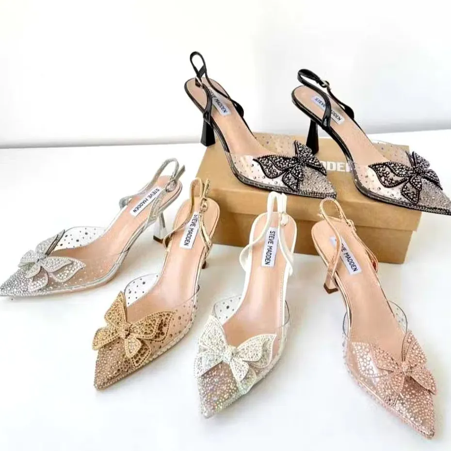 [2.2 Ramadan Fashion Sale] - Heels Steve Mdn Butterfly Glitter Slingback 1066-1 - 7cm - Sweet Stuff Official