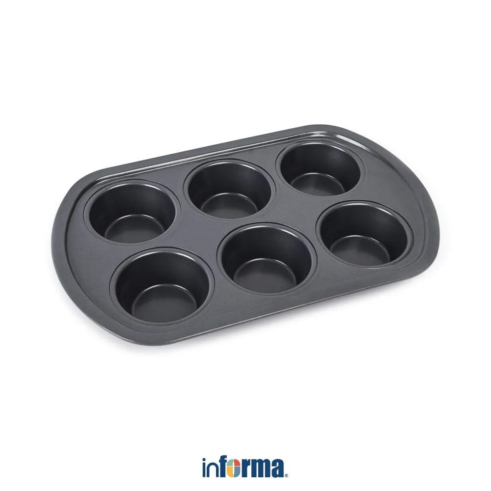 Informa Cooking Color Loyang Kue Muffin 6 Cup - Abu-Abu Tray Adonan Wadah Panggang Kue Cetakan Cupcake Baking Pan Perlengkapan Masak