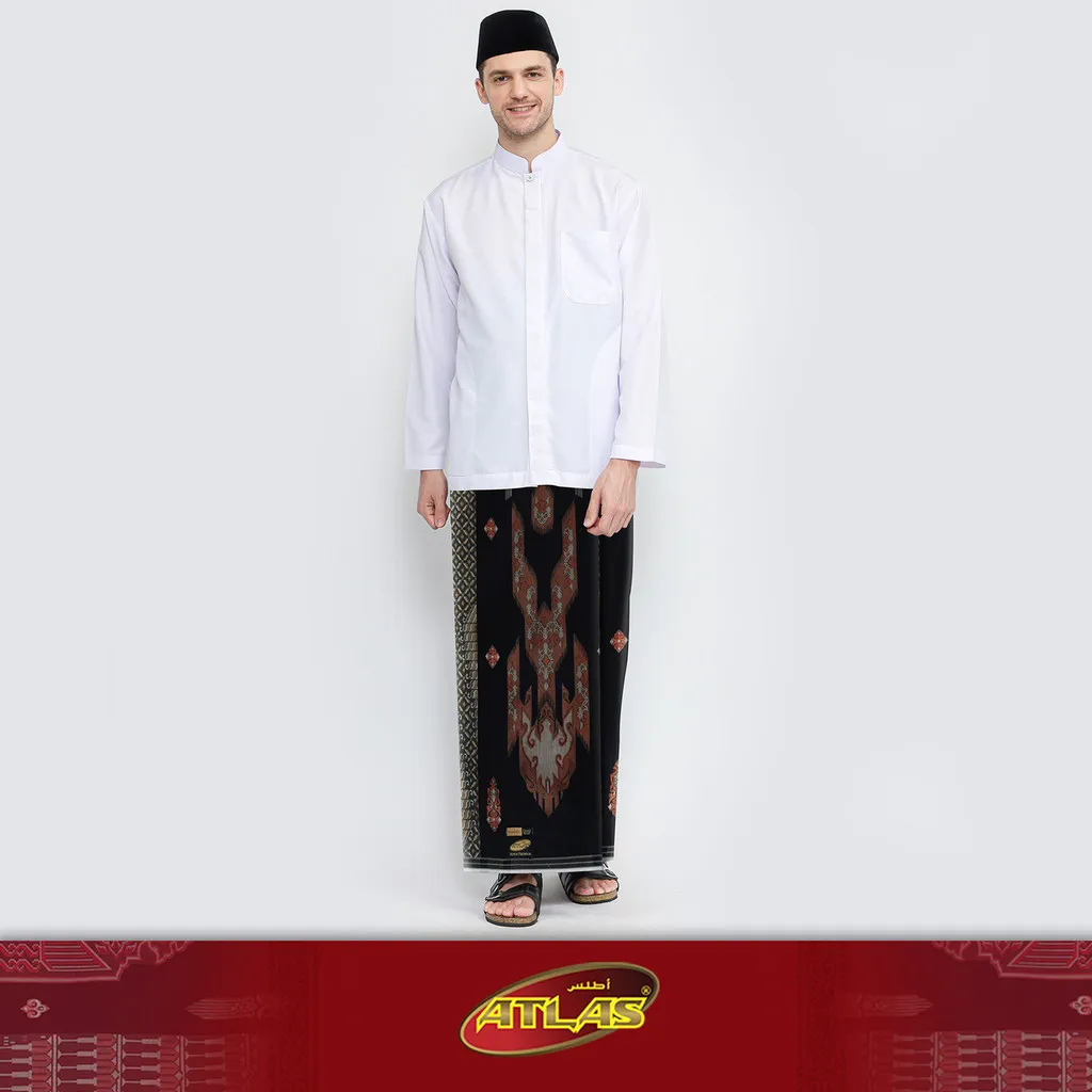 Sarung ATLAS Super Premium 980 Motif A9 JGL Hitam Coklat 04