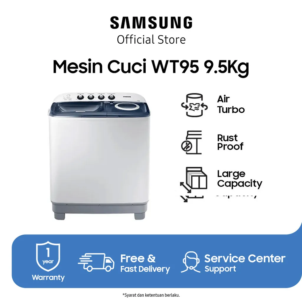 SAMSUNG Mesin Cuci 2 Tabung WT95H3330MB/SE