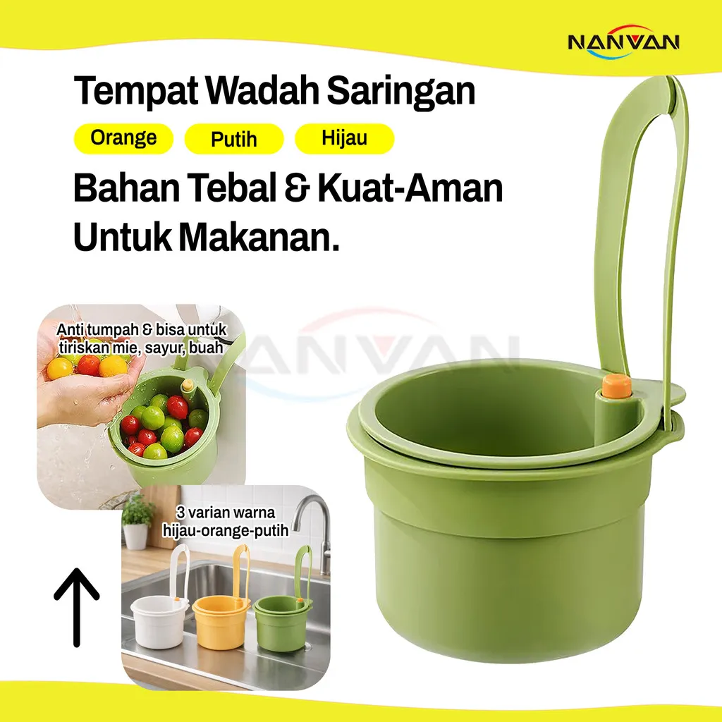 NANVAN NVN-HMLV08 Keranjang Saringan Gantung Wastafel - Tempat Cuci Sayur Buah & Tiriskan Mie