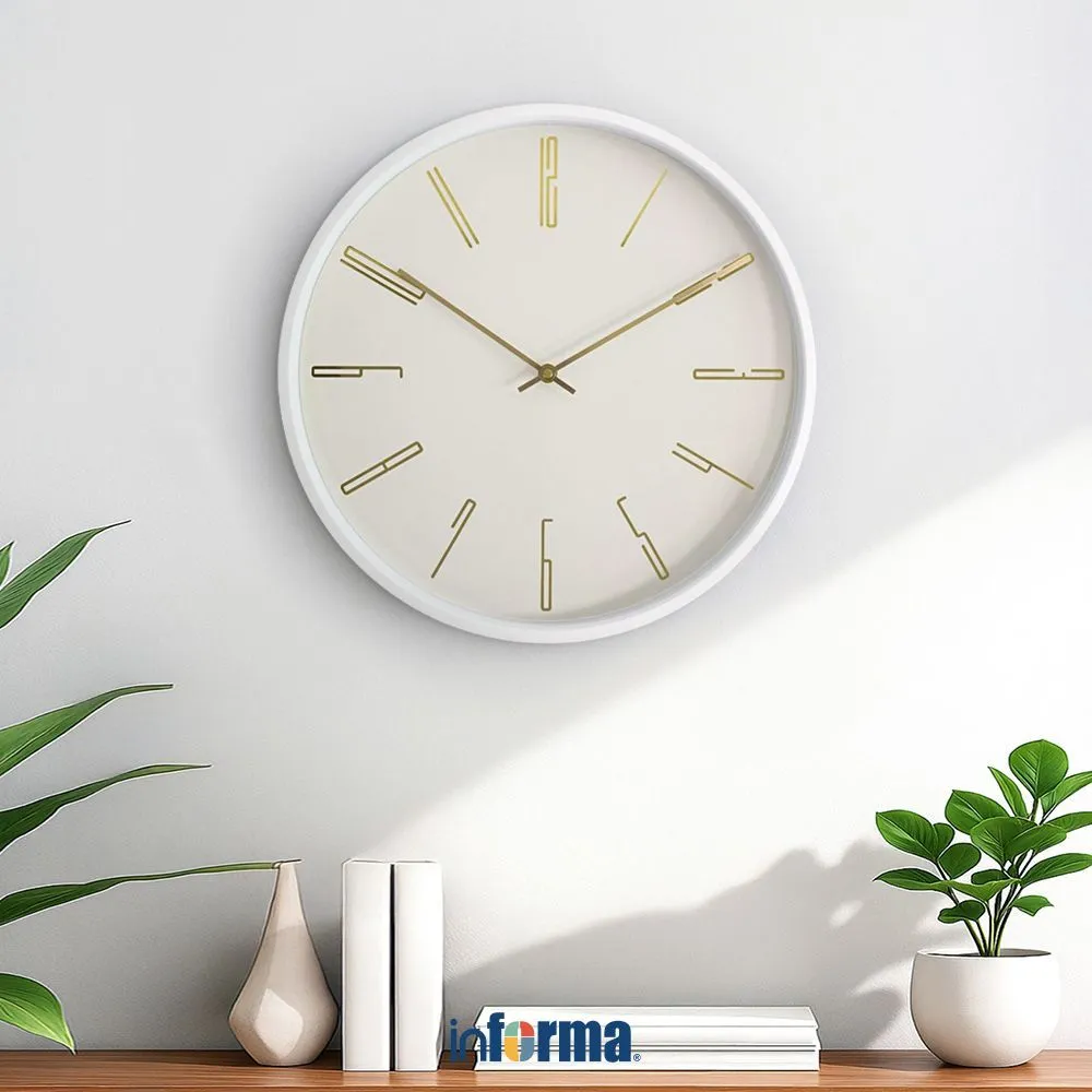 Informa 40 cm Jam Dinding 124W - Putih Wall Clock Jam Tembok Aesthetic Dekorasi Rumah Hiasan Dinding Penunjuk Waktu Dekorasi Ruangan Aksesori Rumah Alat Penunjuk Perlengkapan Kantor