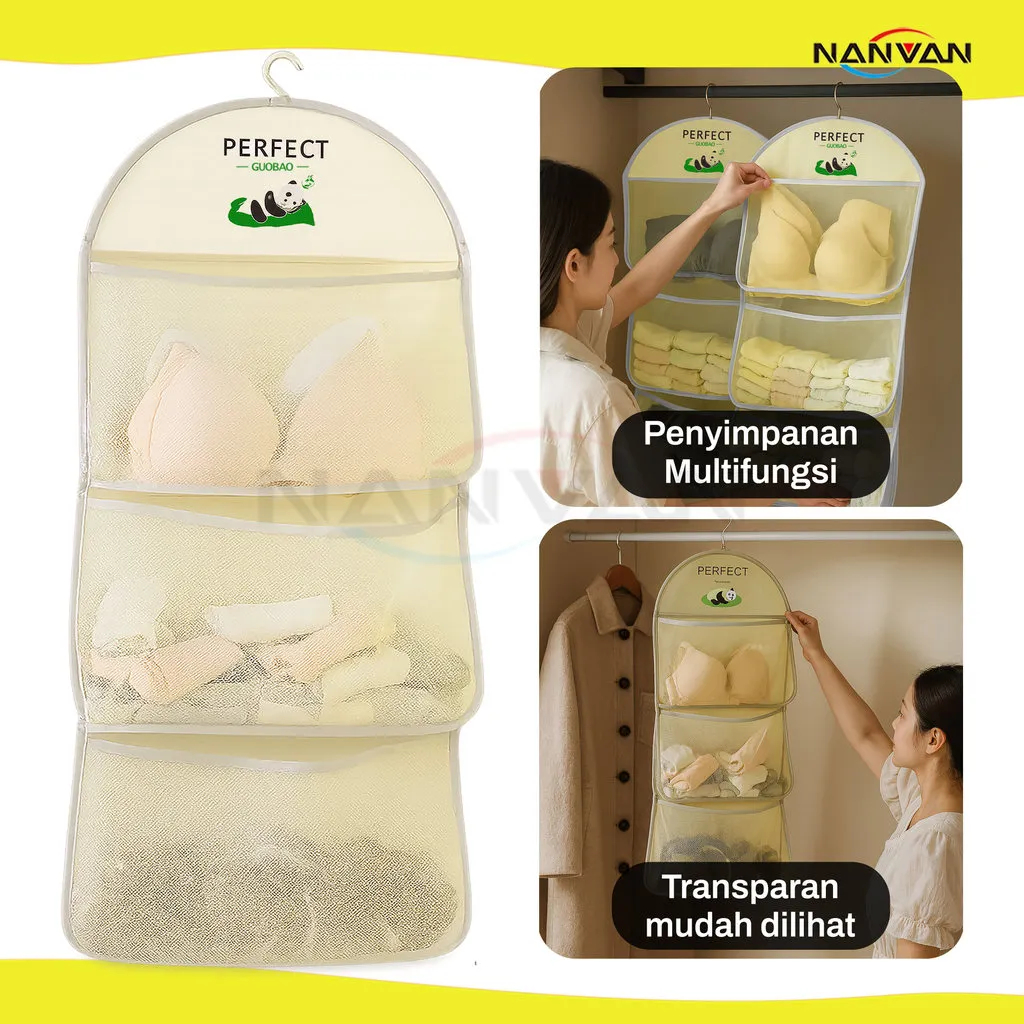 NANVAN NVN-HMLV26 Rak Gantung Pakaian Dalam 1/2/3 Susun - Organizer Bra,Celana Dalam,Kaus Kaki