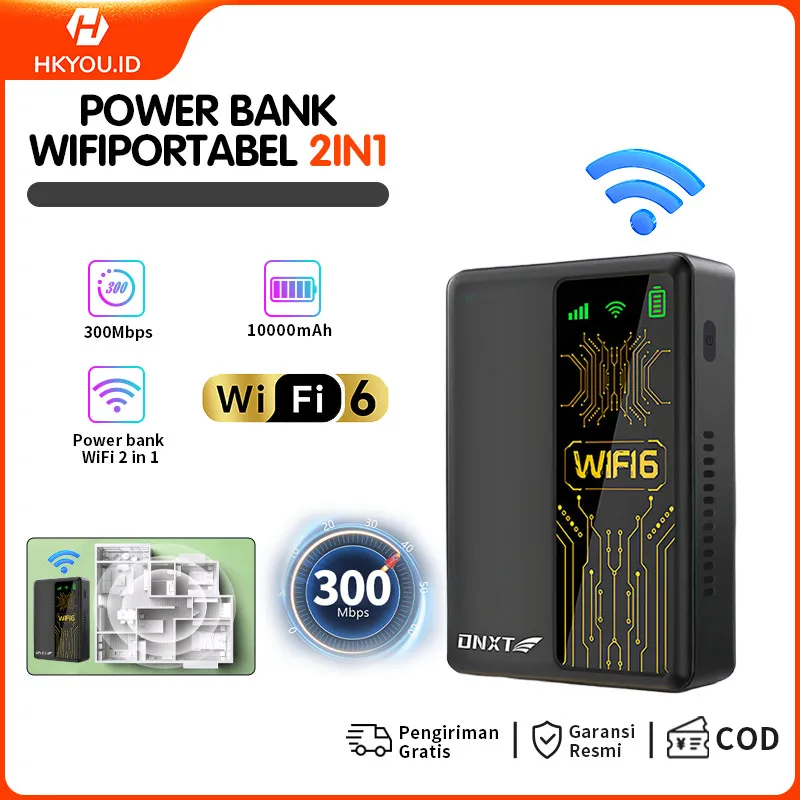 【2 IN 1】Router LTE Portabel Nirkabel 4G  Modem WiFi Power Bank 10000mAh Power Bank 2-in-1 Mendukung 10 Perangkat