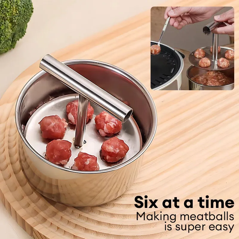 Apligod Cetakan Bakso Fish Ball Stainless/Stainless Steel Meatball Maker/Alat Pembuat Bakso Manual Anti Lengket/Alat Pembuat Bakso Cetakan Stainless Steel