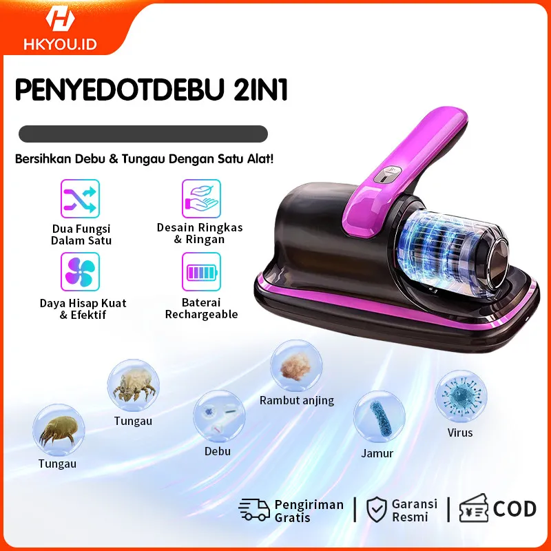 【COD】10000Pa penyedot debu nirkabel penghilang tungau debu alat sterilisasi UV penghilang tungau debu hisap kuat cocok untuk kasur/sofa/karpet/gorden Garansi satu tahun