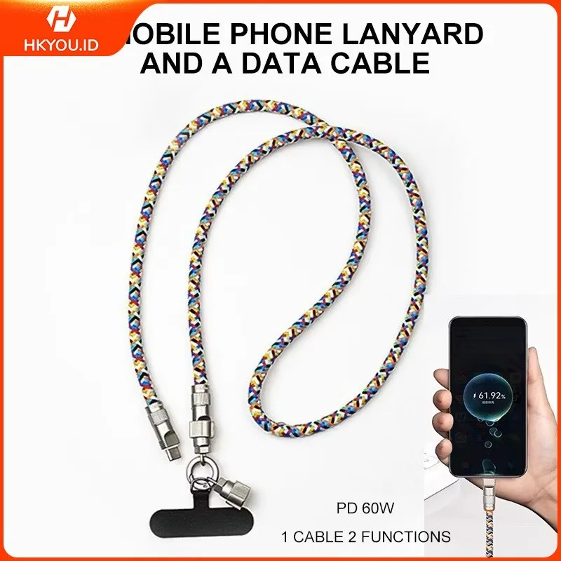 Kabel data pengisian cepat multifungsi yang dapat dilepas 2 IN 1PD 60W pengisian super cepat