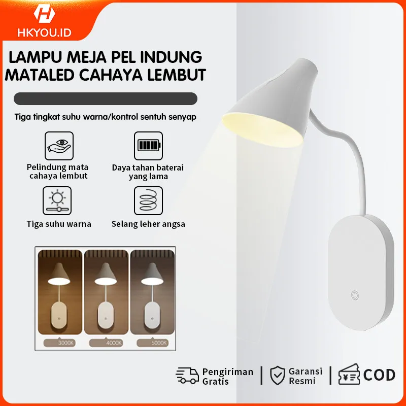 【COD】Lampu pelindung mata dengan tiga warna cahaya lampu malam yang dapat diisi daya lampu dinding LED asrama lampu pengisian daya untuk meja atau kepala tempat tidur hadiah