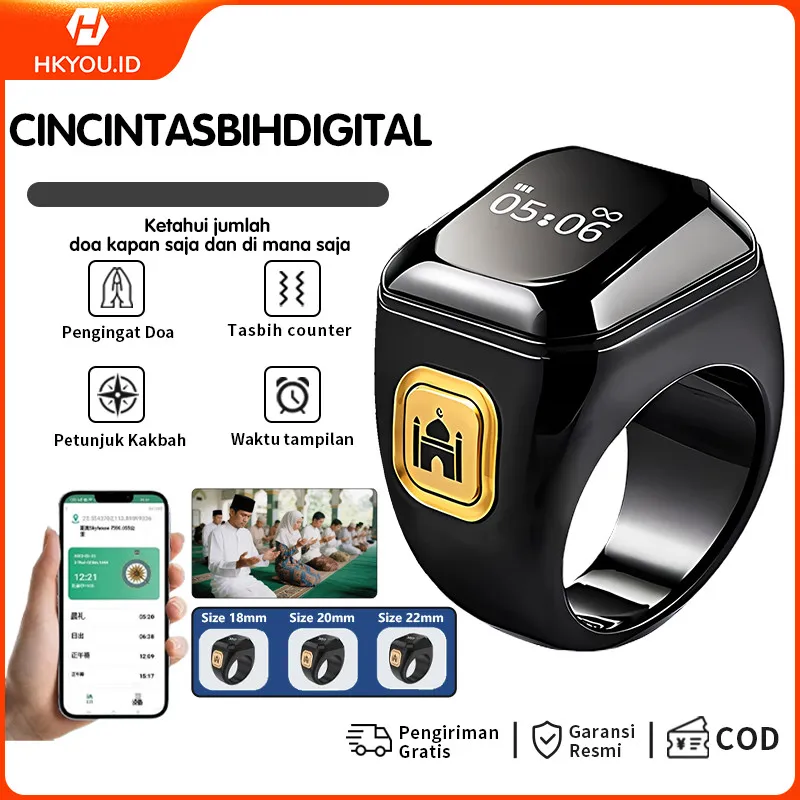 【Ready】 Cincin Bluetooth Pintar Cincin Doa Digital Tahan Air Tampilan LED Penghitung Dapat Dihubungkan ke Aplikasi 7 Hari Tidak Ada Alasan untuk Kembali