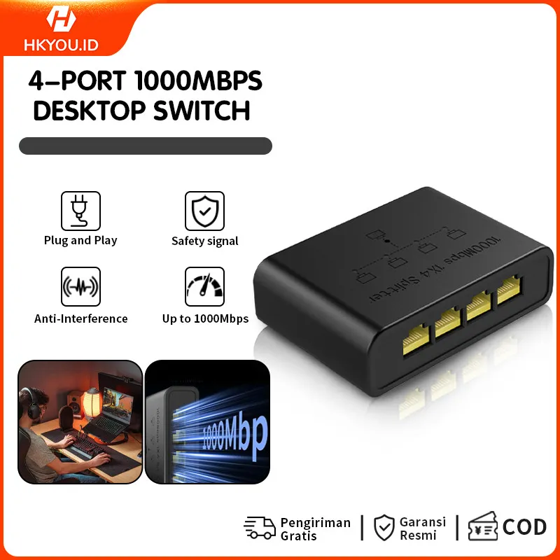 4 Port Gigabit Unmanaged Switch | Plug & Play | Desktop Ethernet Splitter | 1000Mbps Ethernet Switch|Switch Hub|Desktop Switch Hub