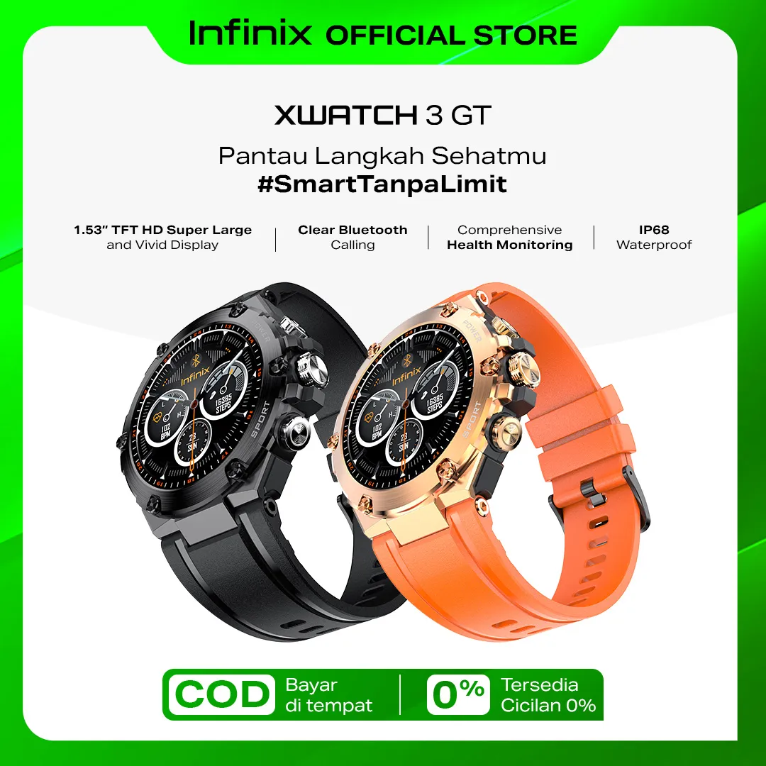 Infinix Smart Watch XW3GT - 1.53 Inch TFT Display - Waterproof IP68 - Battery 500 mAh - 12 Month Warranty