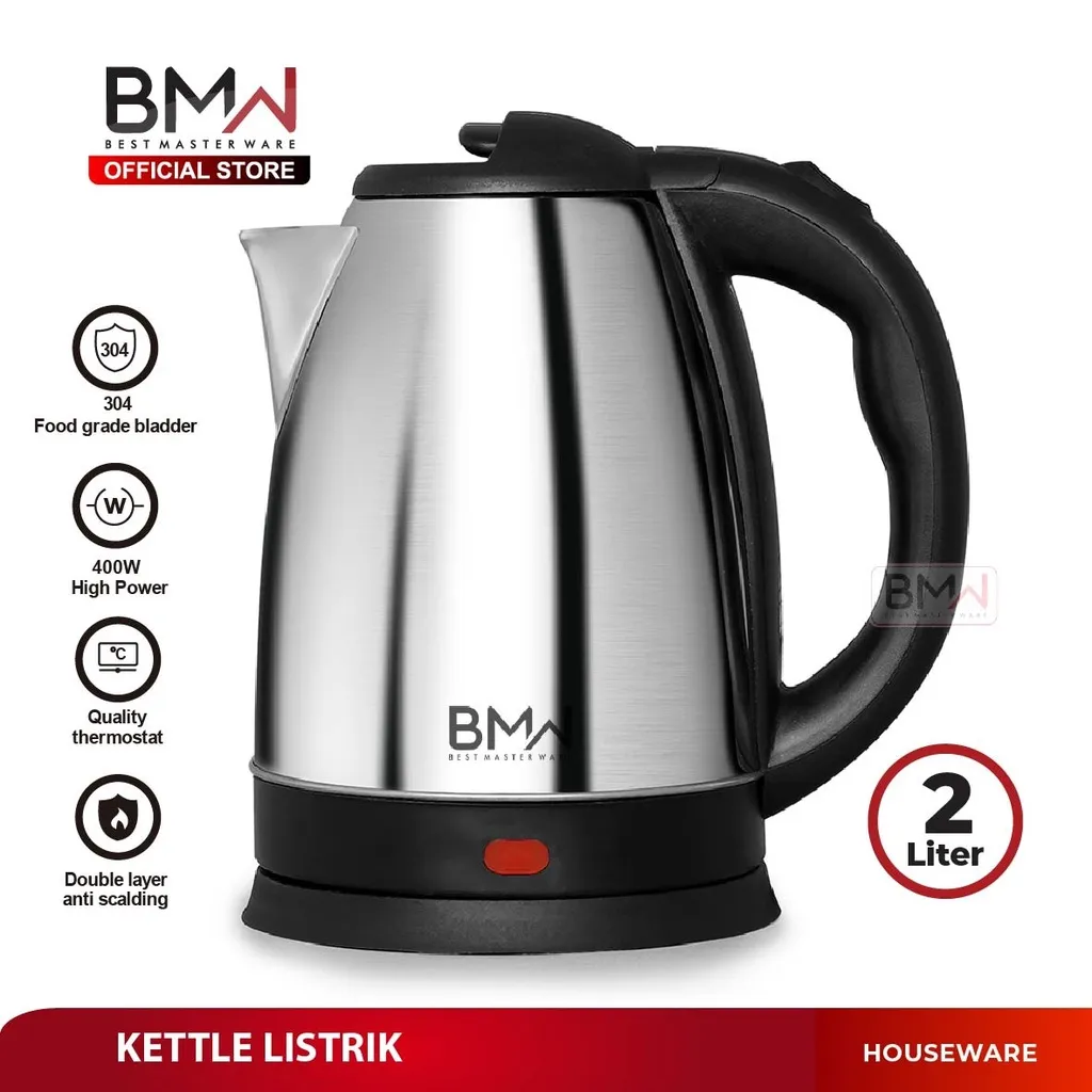 BMW Kitchenware -  Teko Air Minum Teko Kettle Electric Kapasitas 2L Teko Listrik Stainless Steel Pemanas Air Kettle Besar