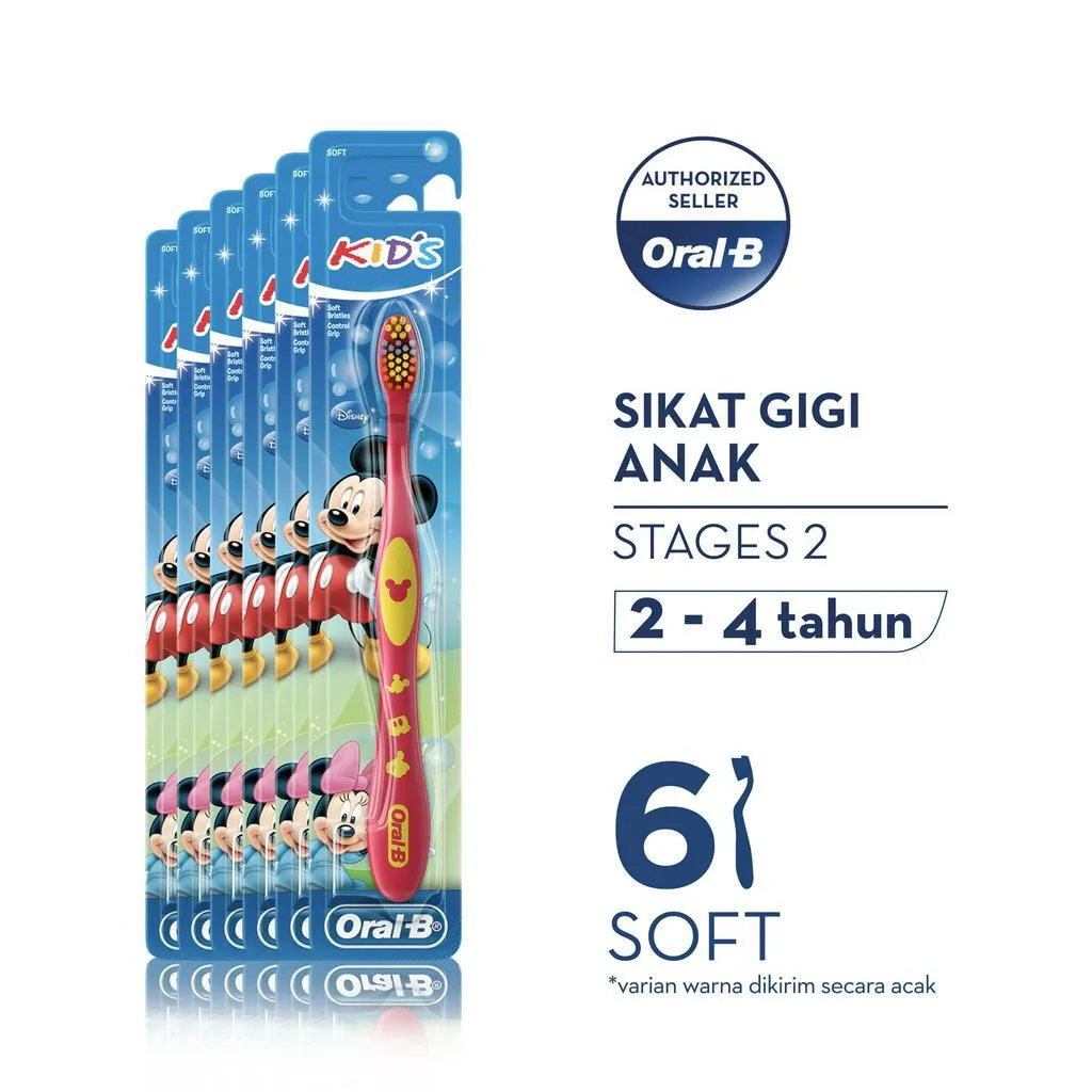 Oral-B Sikat Gigi Anak Mickey (2-4 tahun) - Paket isi 6