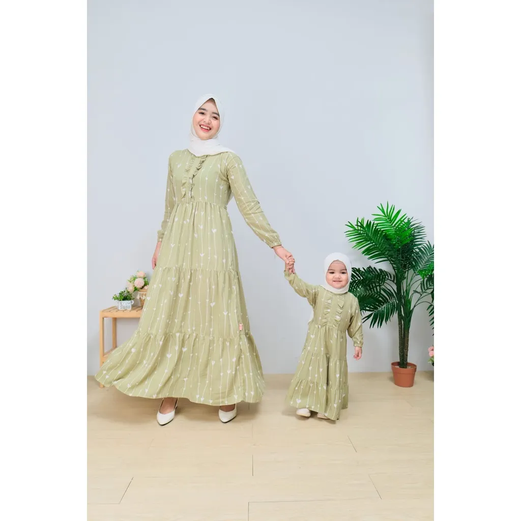 AISKA HIJAB Gamis Couple ibu anak gamis couple ibu anak perempuan Homedress couple ibu anak Pakaian Muslim Anak Homedress Anak Bayi Umur 0 Bulan - 8 Tahun Pakaian Muslin Bahan Rayon Vicose Home Dress Original Usia 1,2,3,4,5,6,7,8 Tahun