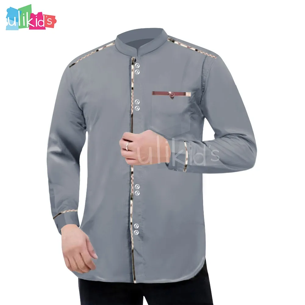 Ulikids Baju Koko Dewasa Muslim Kombinasi Batik Lengan Panjang Bahan Adem Serap Keringat Terkini