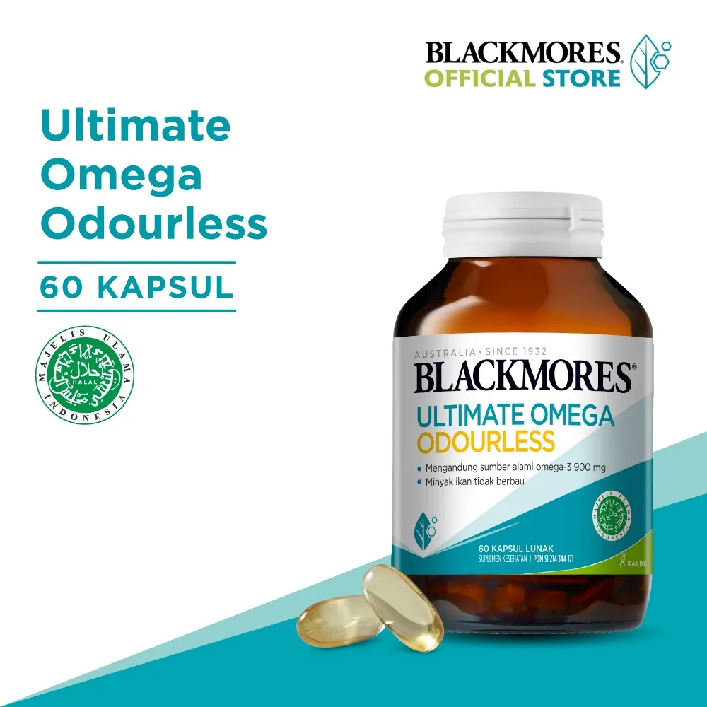 Blackmores Ultimate Omega Odourless Minyak Ikan Tidak Berbau 1 Kapsul Sehari Isi 60 Kapsul (Membantu Memelihara Kesehatan) BPOM HALAL