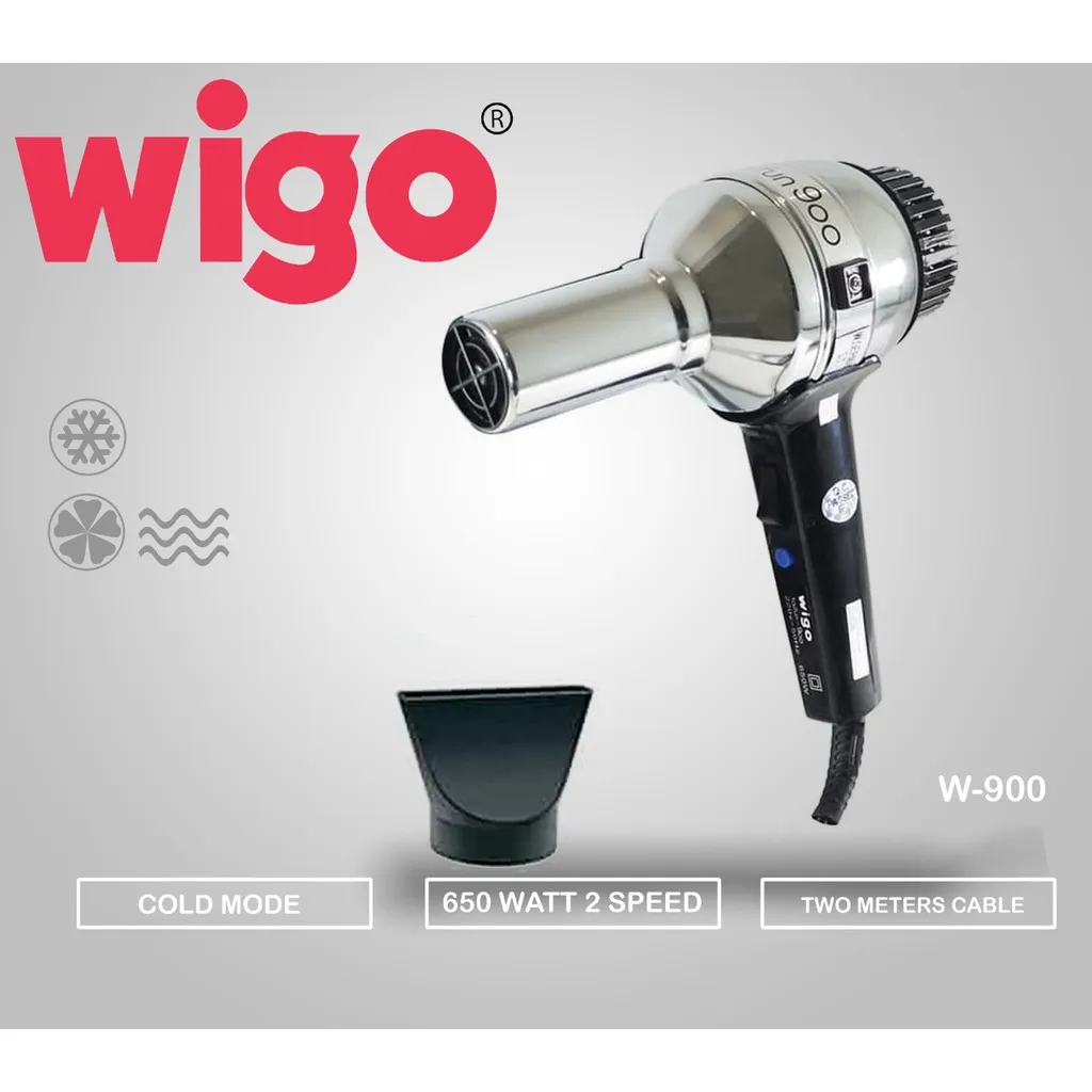 Wigo W900 Taifun Silver EnergySaver 650 Watt - Hair Dryer Praktis dan Hemat Energi | Pengering rambut, blow dryer, pengering rambut elektrik, alat pengering rambut, pengering rambut portable, hair blower, pengering rambut salon, alat styling rambut