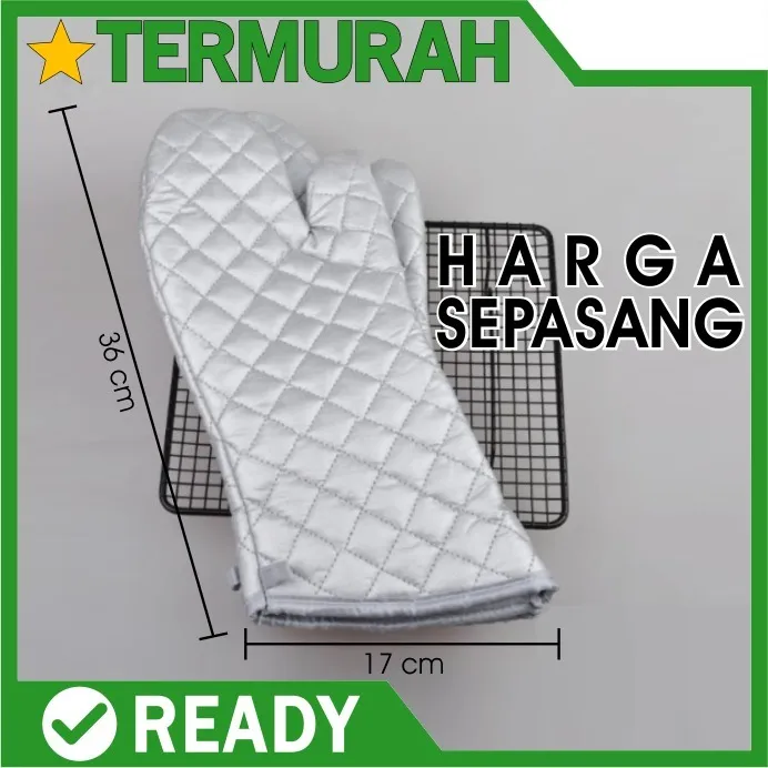 sarung tangan oven silver sepasang anti panas big kitchen glove high quality