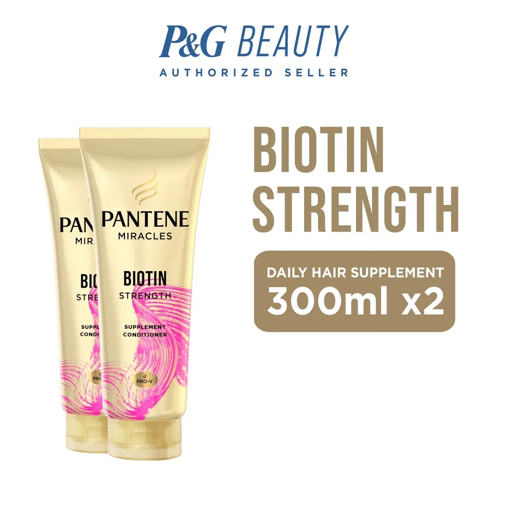 Pantene Conditioner Miracles Biotin Strength Daily Hair Supplement for Hairfall Control 300ml X2