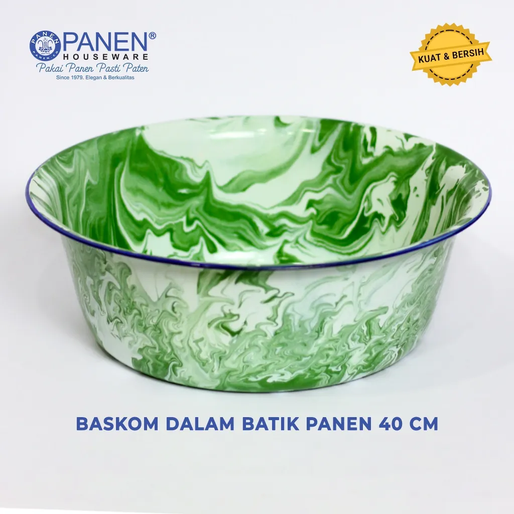 Panen Baskom Dalam Enamel Sekar Ukuran 30cm dan 40cm / Mangkuk Jadul Jumbo Blirik Seng