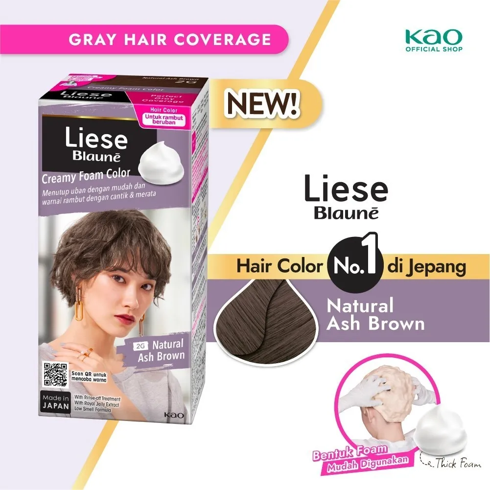 Liese Blaune Bubble Hair Color Foam Cat Pewarna Rambut Permanent Untuk Uban - Natural Ash Brown