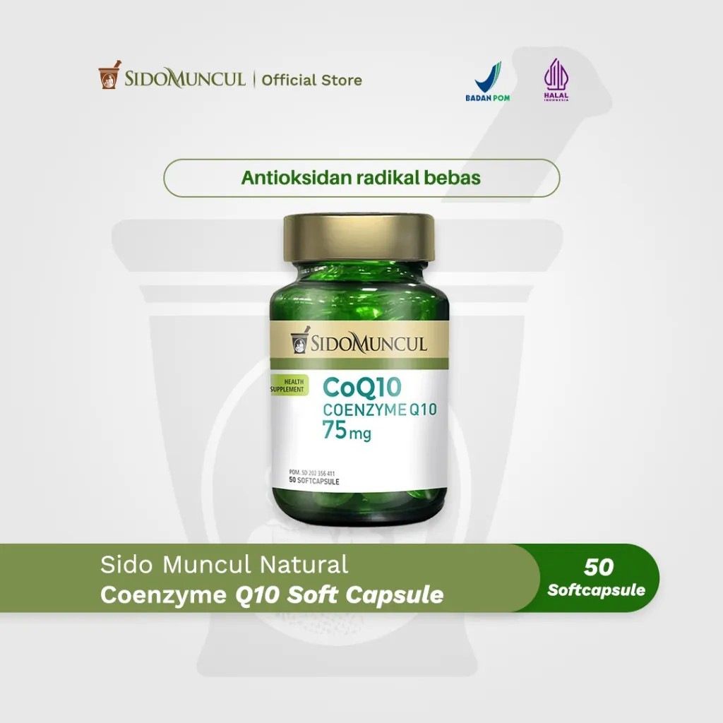 Sido Muncul Natural CoQ10 Coenzyme Q10 Soft Capsule Antioksidan Radikal Bebas