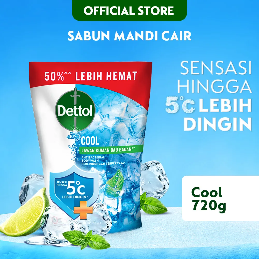Dettol Sabun Mandi Cair Cool Anti Bakteri 720gr Refill - Body Wash Antibacterial