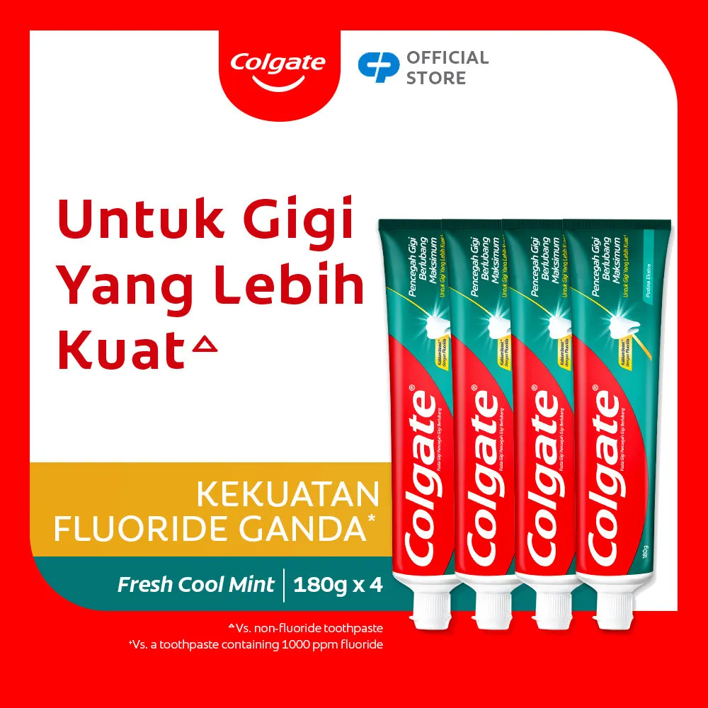 Colgate Maximum Cavity Protection Fresh Cool Mint Toothpaste 180g - Pasta Gigi (4pcs)