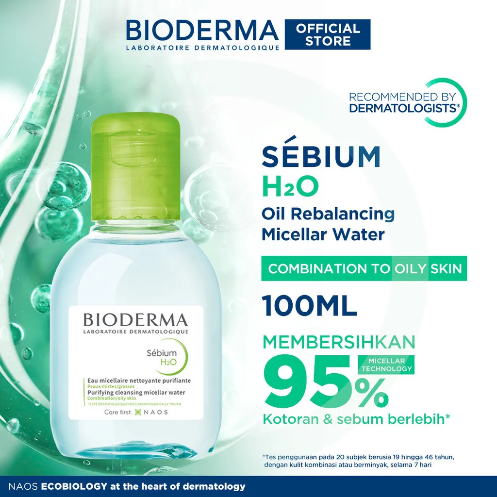Bioderma Sebium H2O 100 ml - Micellar Water untuk Kulit Kombinasi / Berminyak / Berjerawat