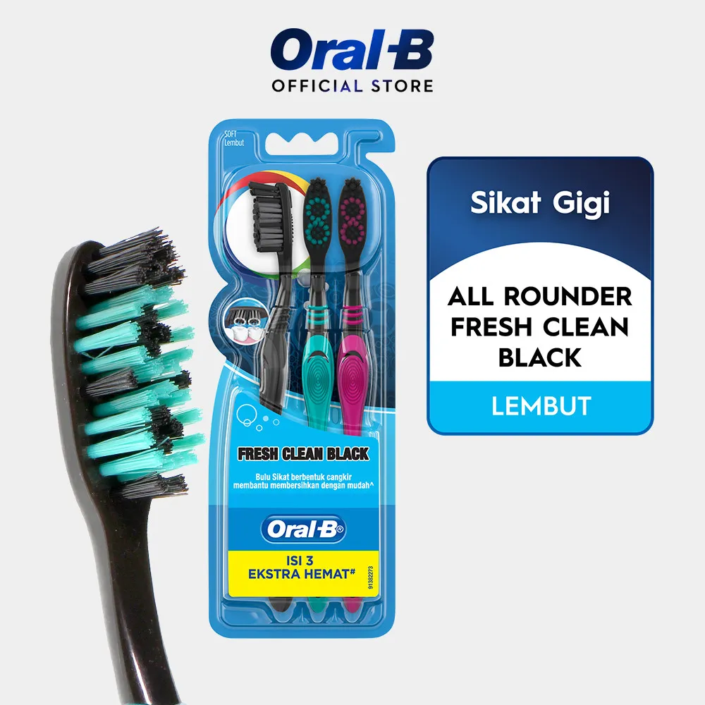 Oral-B Sikat Gigi All rounder Fresh Clean Black 3s