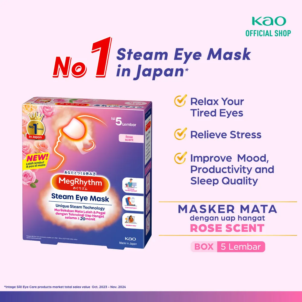 Megrhythm Masker Mata Steam Eye Mask Rose Scent 5 pcs - Relaksasi Untuk Mata Lelah