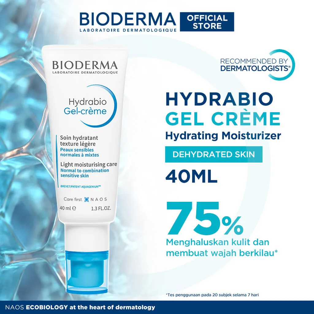 Bioderma Hydrabio Gel Creme 40 ml - Hydrating Moisturizer / Pelembab untuk Kulit Normal Hingga Kombinasi / Dehidrasi / Kering Dan Sensitif