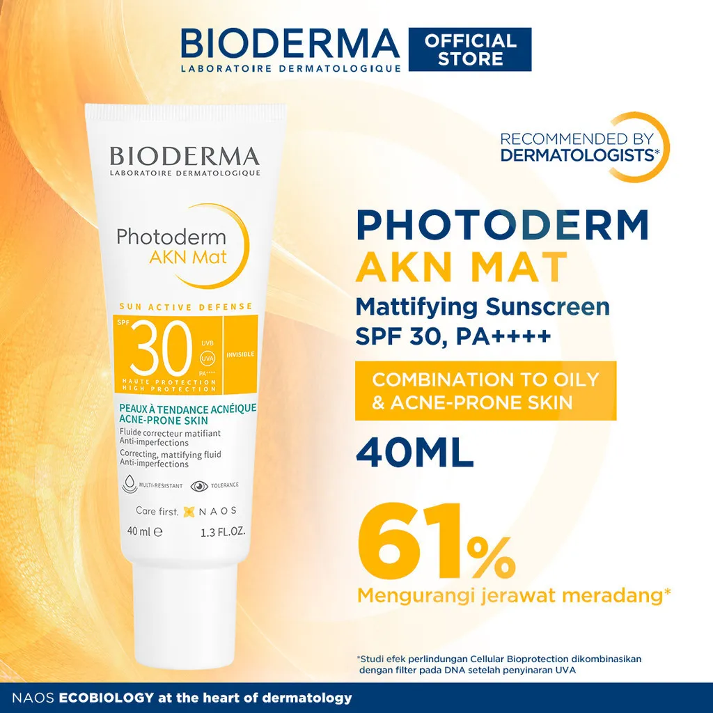 Bioderma Photoderm AKN Mat SPF 30 40 ml - Sunscreen untuk Kulit Kombinasi / Berminyak / Berjerawat