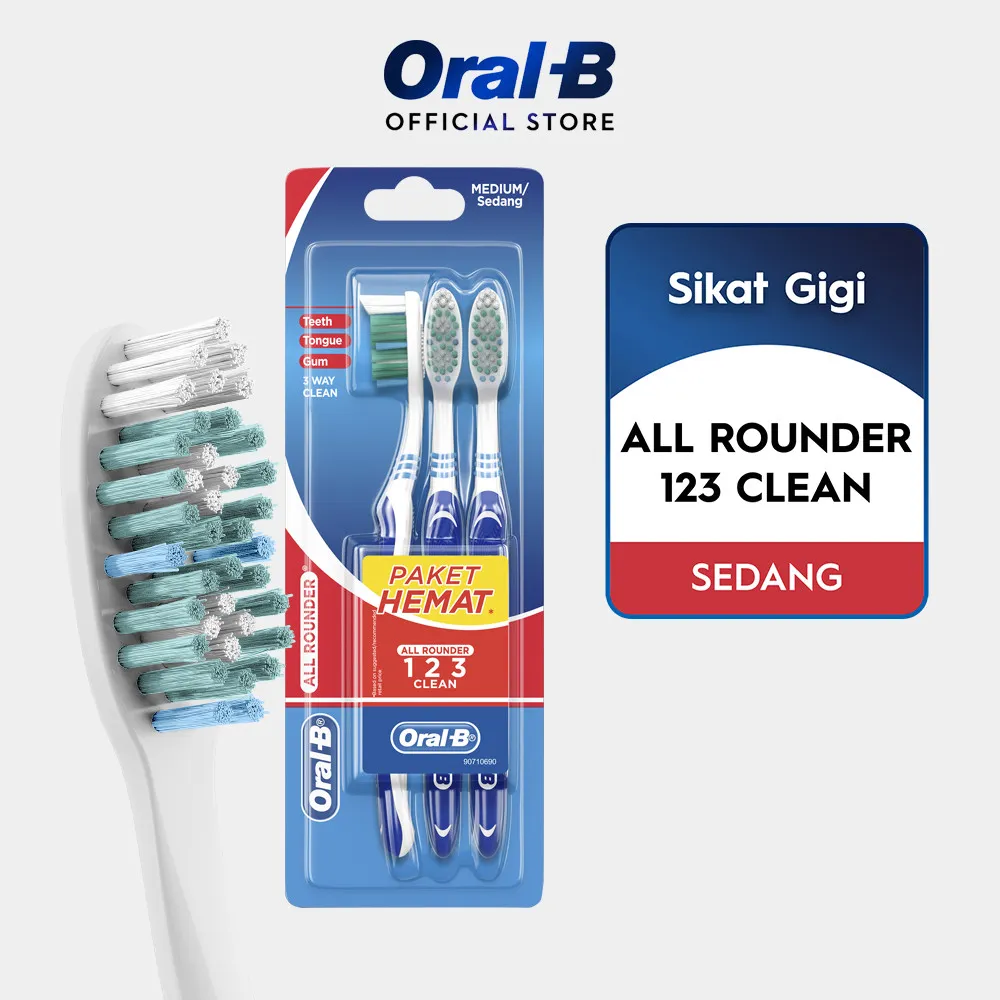 Oral-B Sikat Gigi Toothbrush 123 Medium 3s [P&G]