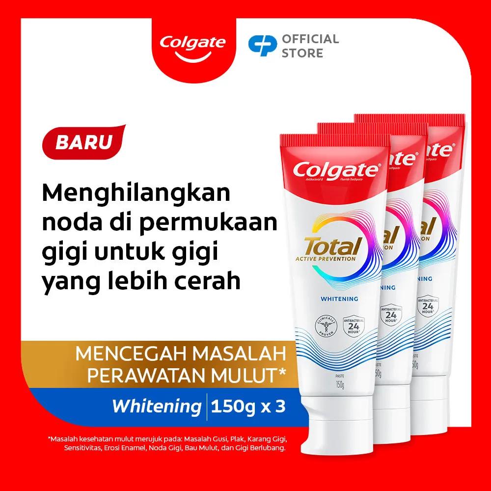 Colgate Total Whitening Toothpaste 150g - Pasta Gigi (3pcs)