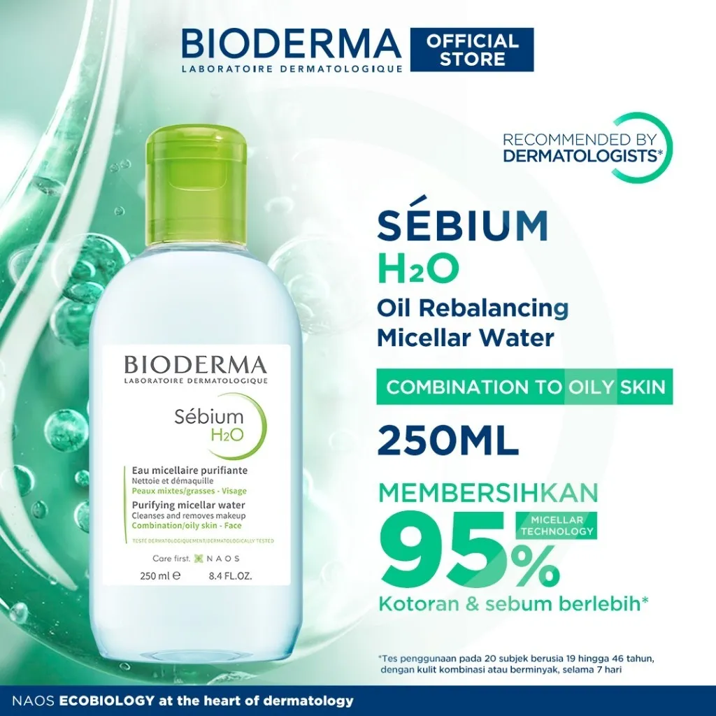 Bioderma Sebium H2O 250 ml - Micellar Water untuk Kulit Kombinasi / Berminyak / Berjerawat