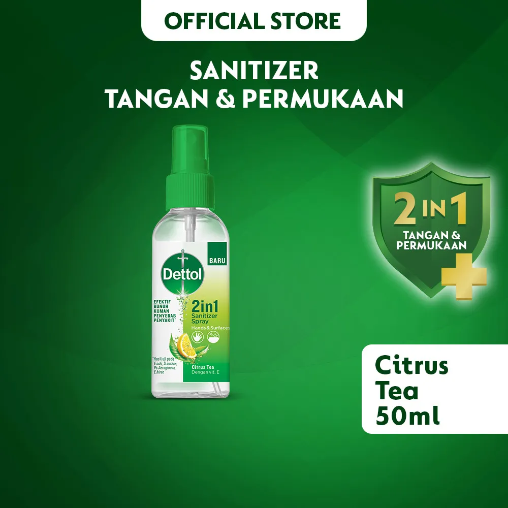 Dettol Hand Sanitizer Spray 2in1 Citrus Tea 50ml Bottle - Sanitizer Spray