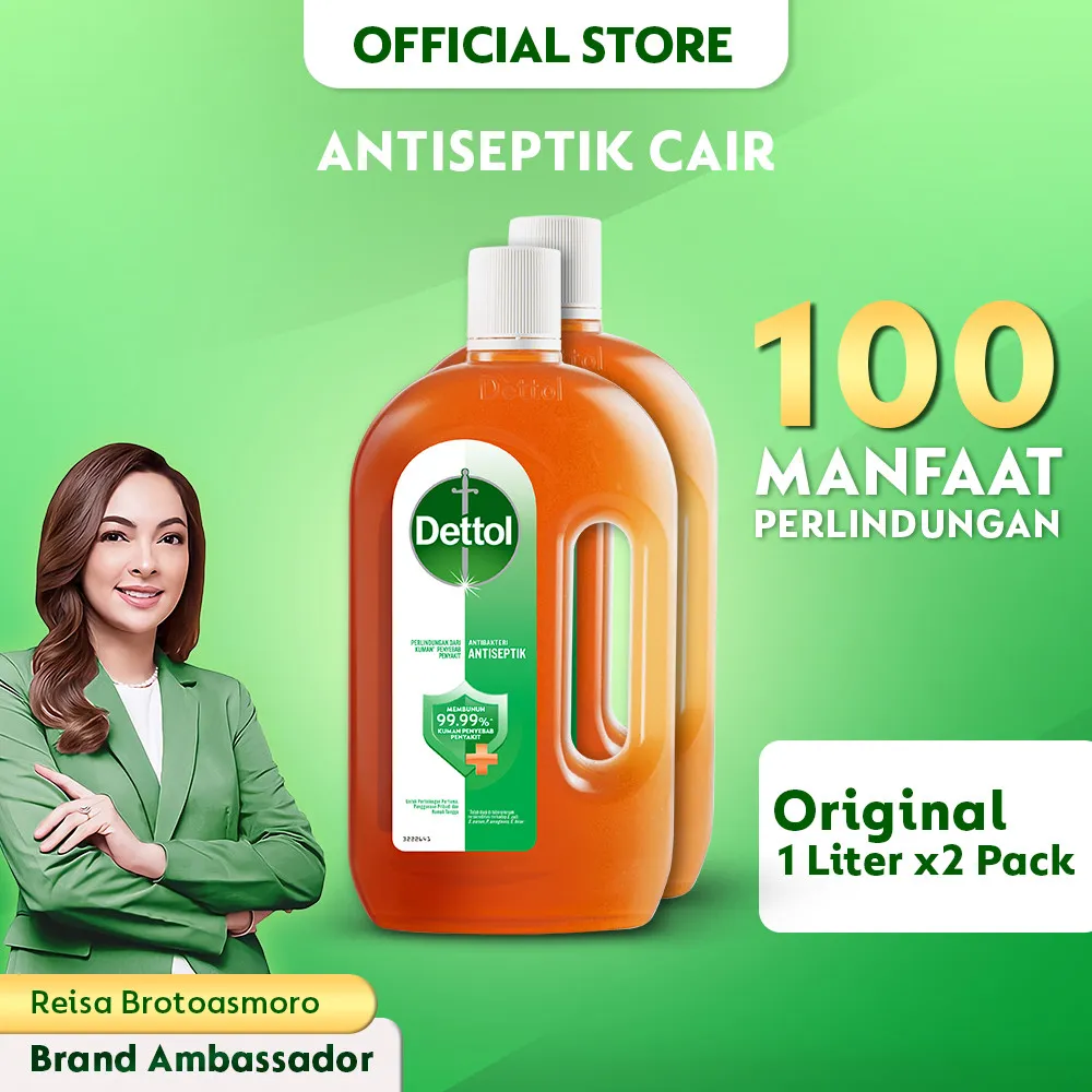 Dettol Cairan Antiseptik Disinfektan 1L (2 pcs) Bottle - Antiseptic Liquid
