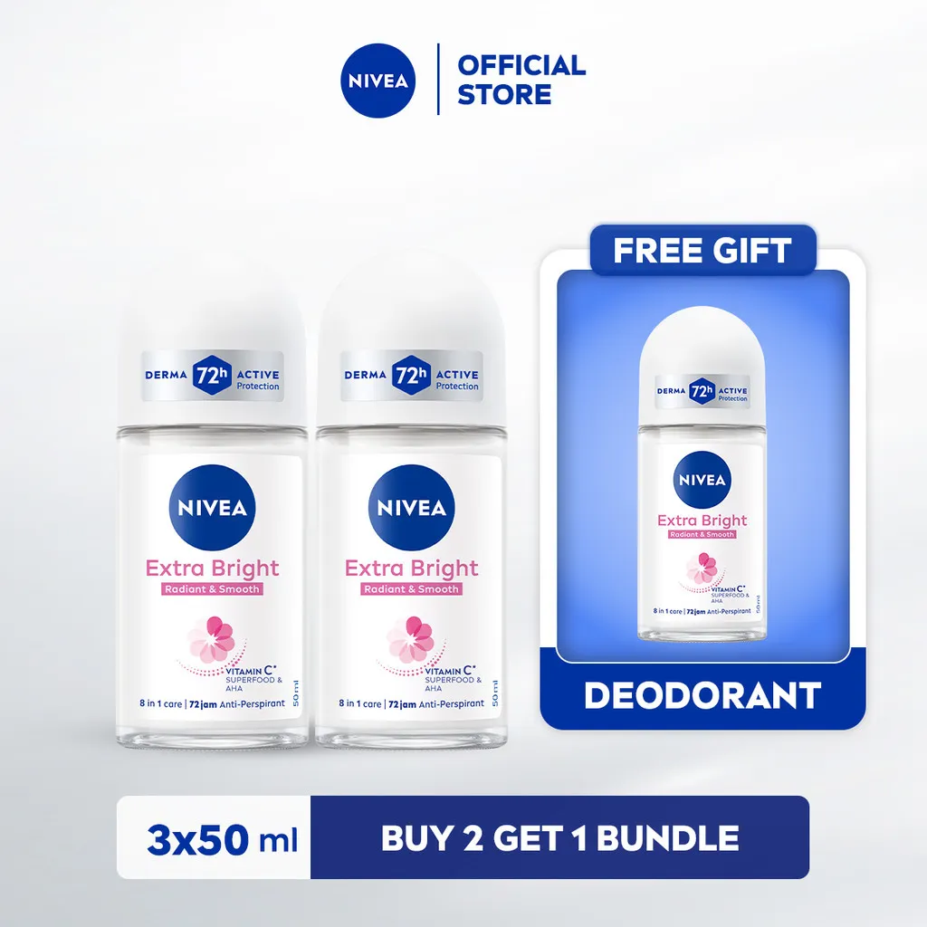 [Special B2G1]NIVEA Extra Brightening Deodorant Roll On 50mlx3