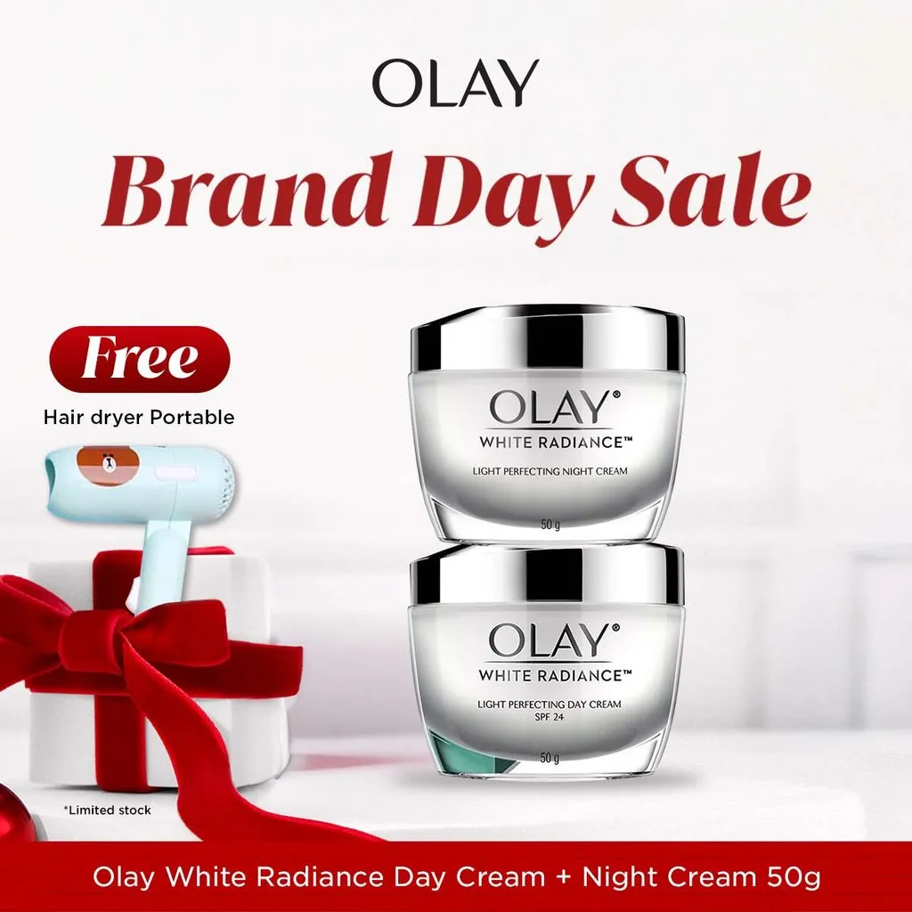 Olay Set Luminos Day Cream + White Radiance Night Cream Niacinamide Skincare Antiaging 50gr