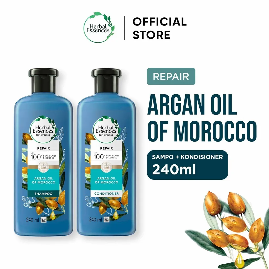 Herbal Essences Sampo dan Kondisioner Repair Argan Oil Perawatan Rambut 240ml / Herbal Essences Shampoo and Conditioner