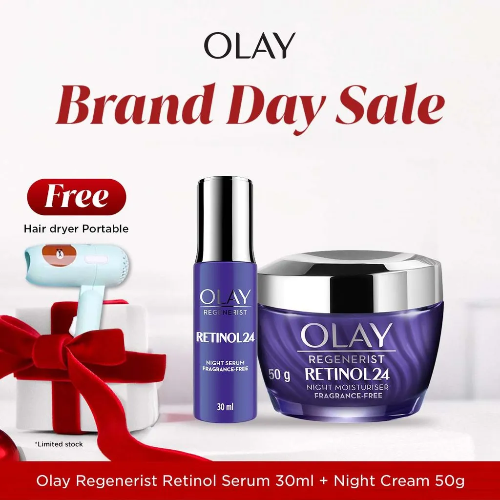 Olay Retinol 24 Set Serum & Pelembab Malam Krim Moisturizer Anti Aging Skincare