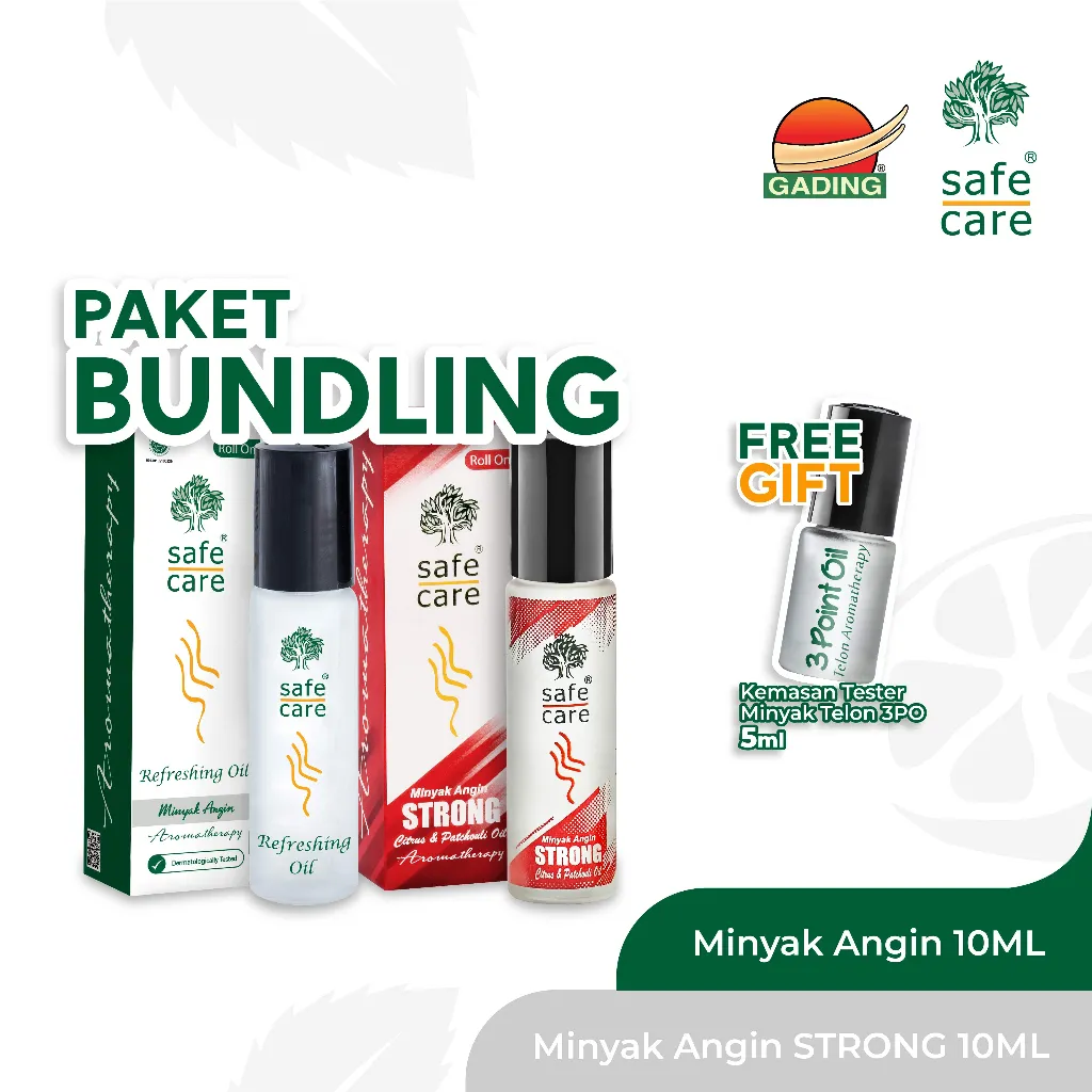 Paket Best Seller Safe Care - 1 Minyak Angin Ori, 1 Minyak Angin Strong - Free Tester
