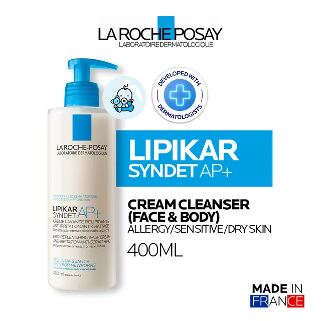 La Roche Posay Lipikar Syndet AP+ Cleanser 400ml - Facial/ Body Wash Kulit Alergi/ Sensitif/ Kering