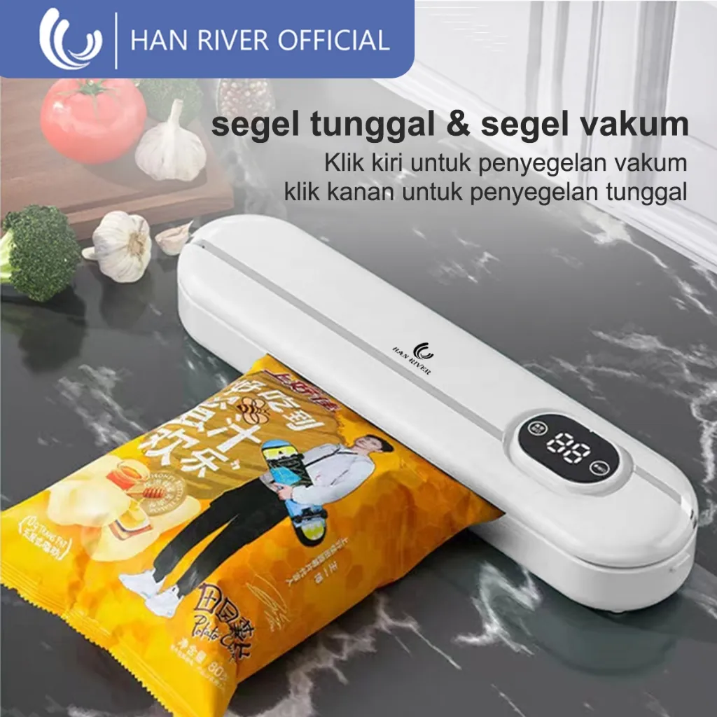 HAN RIVER Vacum Sealler Makanan /Mesin Pengemas Fresh Makanan Alat Vakum Free 20 Kantong Vakum