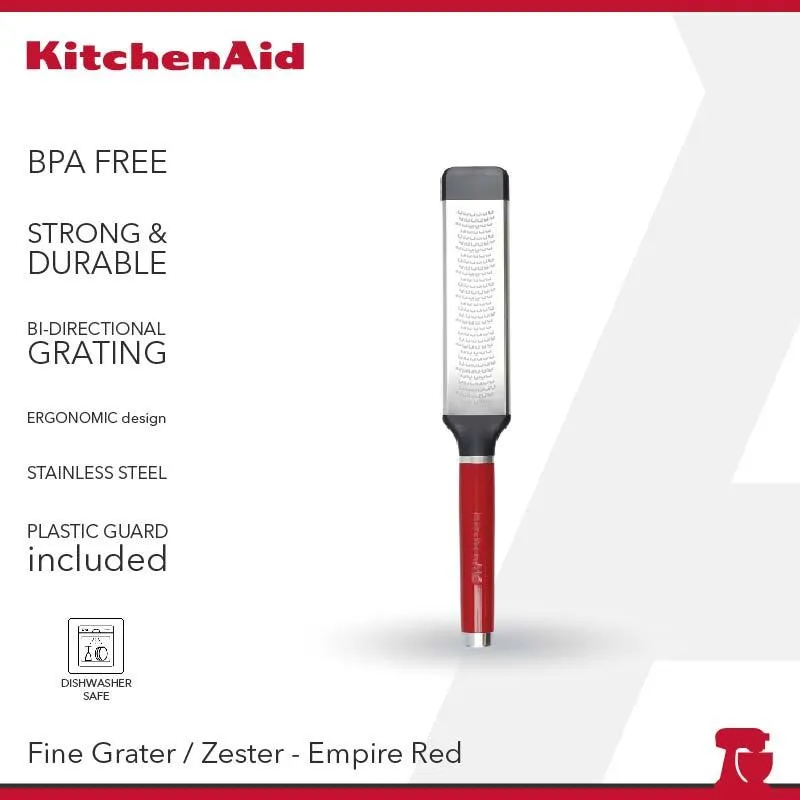 KitchenAid Classic Zester Grater W Pusher Red - KAG321OHERE / Parutan